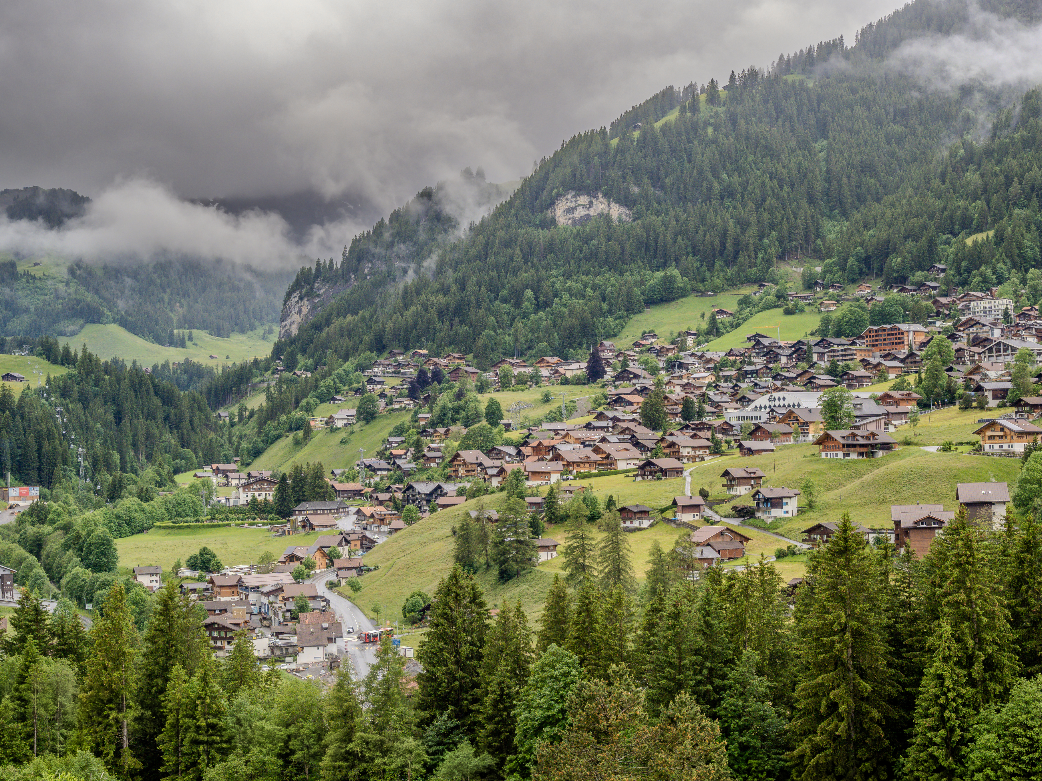 Adelboden town and valley in Switzerland